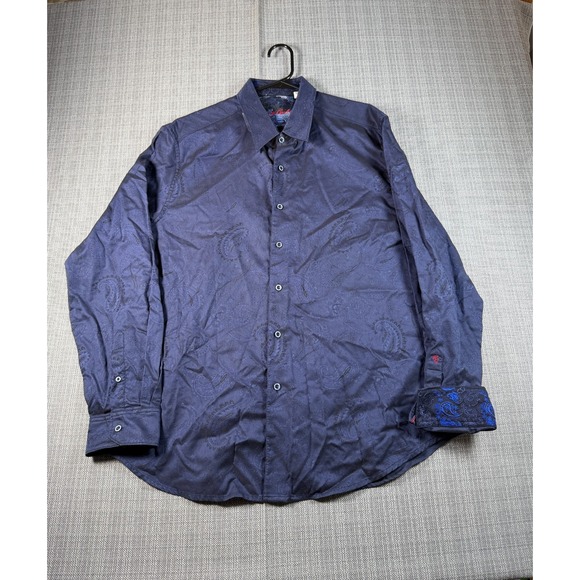 Robert Graham Other - Robert Graham Shirt Mens 2XL Blue Paisley Print‎ Logo Cotton Flip Cuff Button Up